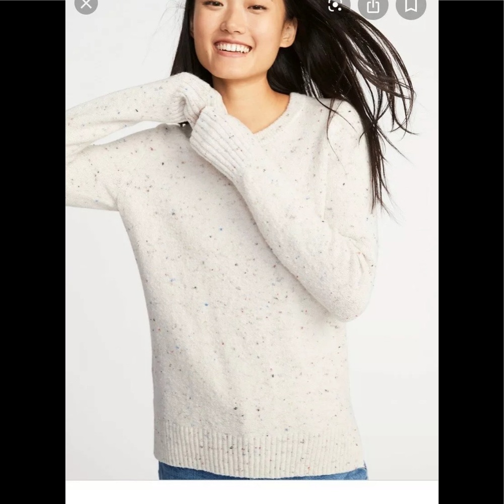 Old Navy Oatmeal Confetti Sweater Crewneck